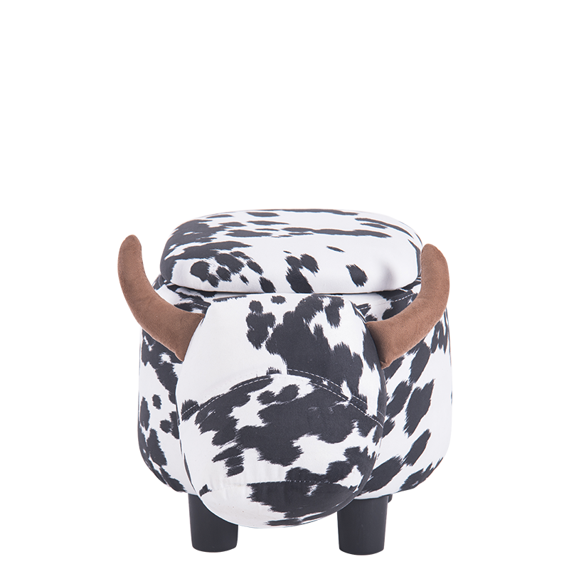 детска табуретка с ракла-черно-бяла крава