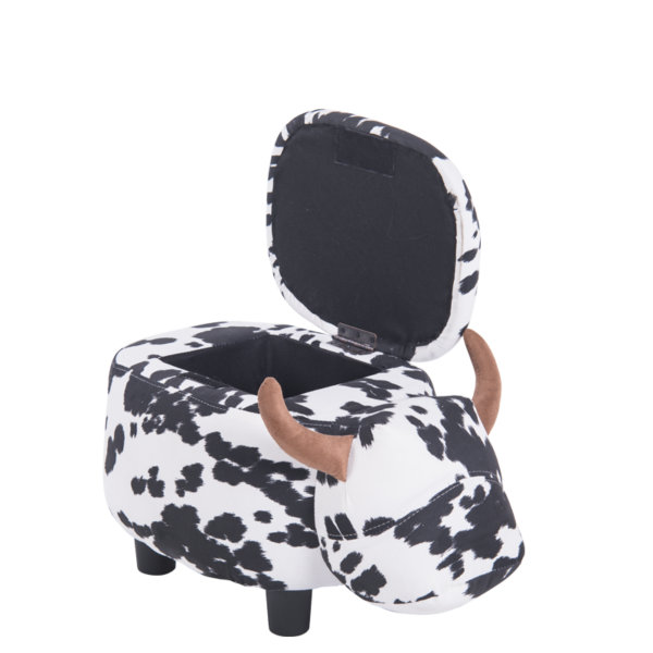 детска табуретка с ракла-черно-бяла крава