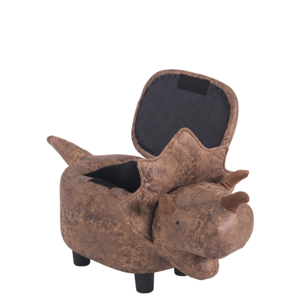 детска табуретка с ракла-кафяв динозавър