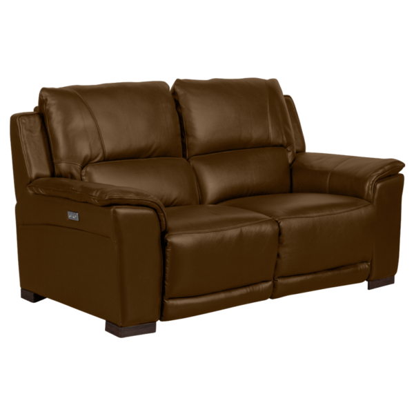 Кожен диван - двойка с електрически релакс механизъм COMODO LUX  - кафяв 40